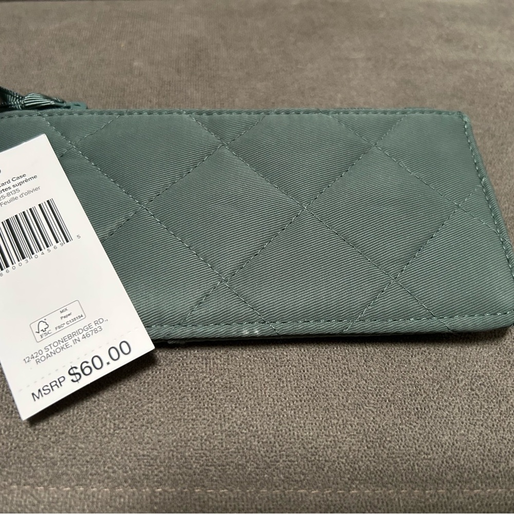 Quilted Green Wallet/card holder wristlet